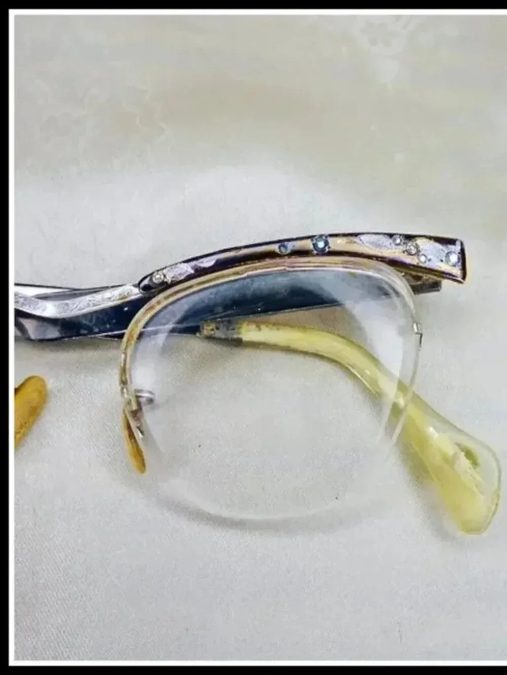 Vintage Cat Eye Glasses With Rhinestones 40s Retro Eyeglasses - Picture 7 of 10